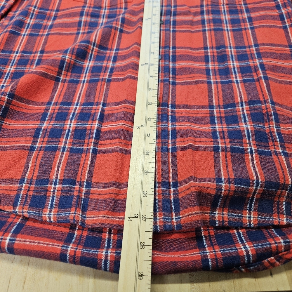 Obey Shirt Sz Large Button Up, Long Sleeve Snapss Pockets Plaid Red - Picture 5 of 7